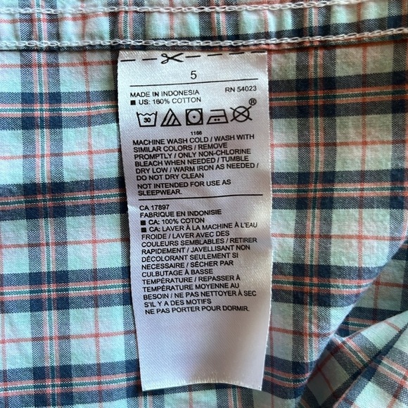 Janie and Jack Blue and Orange Checked Button Down Shirt Size 5 - Picture 4 of 4